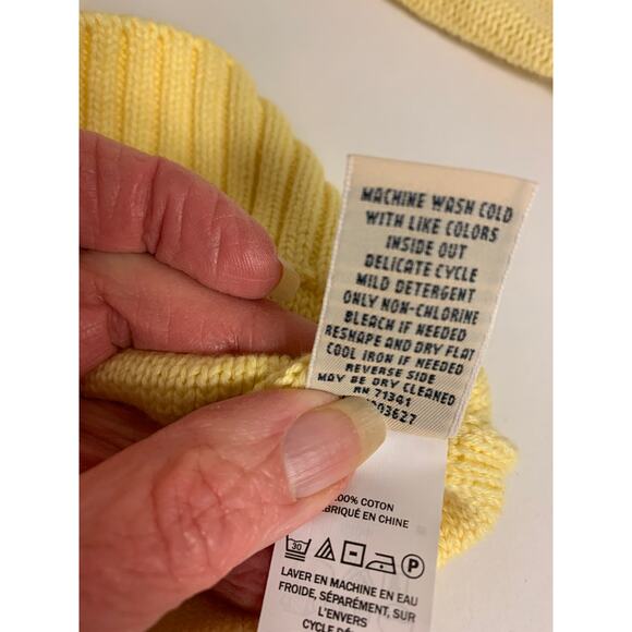 LLBean Sweater SZ XL Yellow Cable Knit Zip UP Classic Preppy Beachy Golf Tennis - Picture 7 of 10